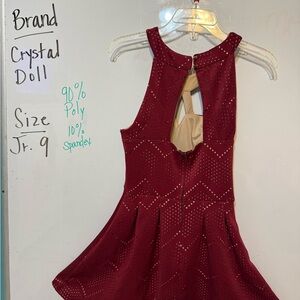 Crystal Doll Wine Red Cutout Dress